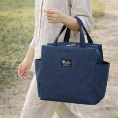 온담백 듀얼포켓 보냉백 네이비 도시락 피크닉 8L 이동식 보냉가방, 1개