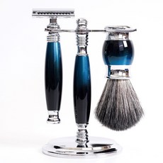 FREED 豪華四件雙刃刮鬍刀禮盒- 一周年烤漆系列 - 銀河藍 客製化刻字 男生禮物, 1個, 不需刻字