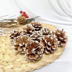 눈 내린 흰눈 자연물 솔방울 3cm-4cm 사이즈 9개 한세트, 1세트