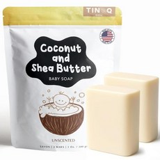 TINOQ 민감한 피부용 무향 베이비 바 비누 | 부드러운 피부를 가진 유아 어린이 성인용 천연 유기농 ING 미국 제조 2개(각 99.2g(3.5온스), 2 Bars