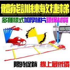 Fittest 敏捷梯 訓練梯 繩梯 間距可調 可連結 速度梯 跳格子 田徑訓練, 1個, 5米10片，贈收納袋+可連接卡扣