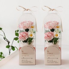그랑데 대형 비누꽃 카네이션 꽃박스 선물세트, 2개, 라인화이트