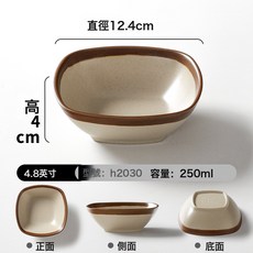 DFMEI 創意復古餐具商用餐廳飯店火鍋店盤子菜盤仿瓷塑料麪碗, 1個, H2030:土陶磨砂