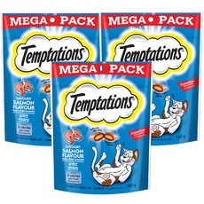 템테이션 고양이 클래식 메가팩 스낵, 담백한 연어맛, 160g, 3개