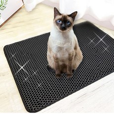 마미편해 푹신한 고양이 사막화방지 모래 벌집 구름 매트 엠보싱형, 시크블랙, 대형 (60*45cm), 1개