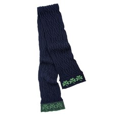 SAOL 100% 메리노 울 - 여성용 그린 샴록 아일랜드 아란 스카프 초록색. 141260, 네이비