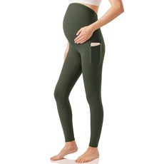 Enerful 여성용 임산부 운동 레깅스 복부 위 임신 액티브 웨어 애슬레틱 소프트 요가 팬츠 포켓 포함 다크 그레이., X-Large, 그린 2.0