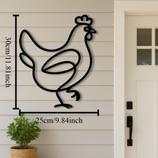 미니멀 닭 철제 벽 장식 기하학적 라인 인테리어 거실 펜던트, black, 12in