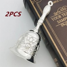 핸드 크랭크 벨 레트로 아연 공예 웨딩 장식 알람 학교 교회 교실, 11. Silver Solid-2pcs / A. ..., 1개