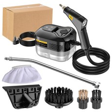 2500W 고온 고압 휴대용 스팀 청소기 에어컨 주방 후드 자동차 바닥 청소, UK black
