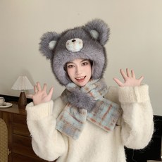 連帽圍巾 羊毛圍巾 連帽披肩 格紋圍巾手套一體連帽