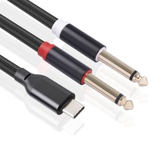 Type-C轉雙6.35mm音頻線 高保真無損音質 手機/平板連接專業音響設備, 1個, 30-778-01(1米)