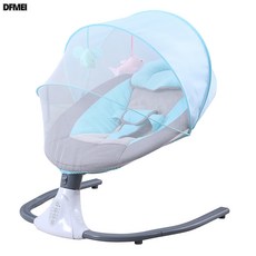 DFMEI 智能電搖動嬰兒搖椅母嬰哄娃哄睡搖搖籃牀, S-Y608藍色(送蚊帳+定型枕頭+公仔+可插U盤+遙控+藍