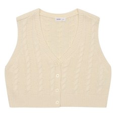 소이 여아 케이블 오픈 브이넥 니트 베스트 24S5052_CR