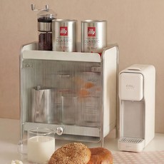 웨이즈홈 철제 화이트 반투명 아크릴도어 정리함 식탁 다용도 보관함 컵정리대 수납함 식탁정리함, 1개