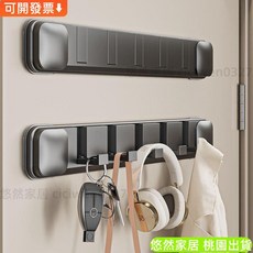 免打孔掛鉤 隱形吸盤掛鈎 玄關衛生間門後掛衣架 衣帽櫃壁掛墻上免打孔折疊掛架, 暮色灰4鉤 【隱藏式/可拆卸】,ABS【吸盤款】省心安裝M, 1個