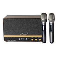 JPOWER 震天雷 2.1聲道 肩攜式藍牙音響 (含無線雙麥克風), 木紋色, JP-AV-MK5252.1WD