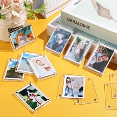 무아몽 투명 아크릴 자석액자 냉장고 액자 프레임 자석 포카 사진 엽서 붙이는 액자 4set, 1개