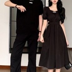 커플 시밀러룩 웨딩촬영 티셔츠 원피스 긴팔 하와이안 휴양지 반팔 패밀리룩 여행 드레스 호캉스