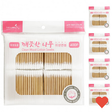 페이스소품 깨끗한 위생 면봉 400p 5개 양방향 리필 순면