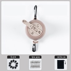 치프몰 야외용 캠핑 빨랫줄 핸드 크랭크 10m 집개 파우치 볼 포함, 1세트, 베이지