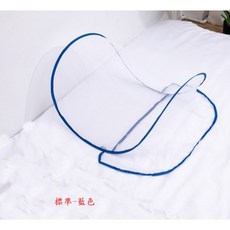 折疊式蚊帳 頭部防蚊罩 單人全罩型 雙骨支架 免安裝設計 附收納袋 居家戶外皆宜, 標準款-藍色(適小枕頭)+尼龍束口收納袋