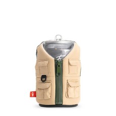 Puffin The Adventurer Vest 단열 355ml 12온스 캔 쿨러 I 맥주 병 소다 단열재 음료와 음료를 차갑게 유지 백랍 267825, 타코 탠 & 올리브 그린