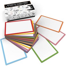 Attractivia 드라이 지우개 마그네틱 라벨 7.1 x 3cm(2.8 1.2인치) 컬러 테두리 자석 60팩 지울 수 있는 화이트 다목적 사무실 교육 가정 화, Color Borders