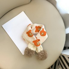 겨울 니트 쁘띠 목도리 귀여운 베어 털 보온 머플러, 베이지