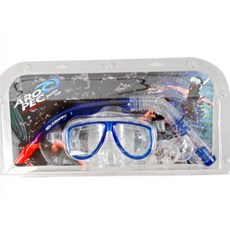 AROPEC 游龍潛水 成人款面鏡呼吸管組合 (送網狀裝備袋), 透明藍