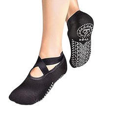 綁帶毛圈防滑瑜珈襪/護跟襪