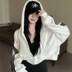 雪莉小姐 加厚寶寶絨三條杠短款高腰休閒外套