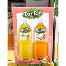 Tree Top 樹頂 果茶組合 蜂蜜檸檬甘菊茶 蜜桃烏龍茶 4入2L, 4個, 2L