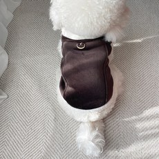 그루밍독 반려동물 코듀로이 하네스 무스탕 뽀글이 조끼, 브라운, 1개