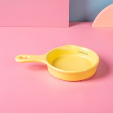 韓國BD寵物碗 陶瓷食盆 壓克力架 防打翻防黑下巴, 1個, 磨砂黃平底鍋