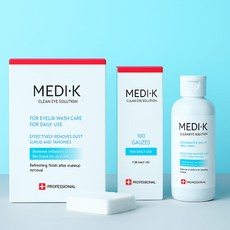 약국입점 메디케이 클린아이솔루션 눈꺼풀세정제 대용량 150ml + 의약외품 거즈 100매, 1세트, 무색