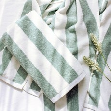 어메니티타올 선염 스트라이프 무형광 바스타월 30수 450g 대형 수건, 그린, 2개
