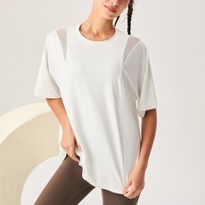 瑜伽上衣短袖網紗寬鬆透氣運動瑜伽服T恤