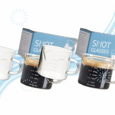 BCnmviku 샷 글라스 에스프레소 유리 계량컵 트리플 피처 밀크컵 2개 팩 2개 WX