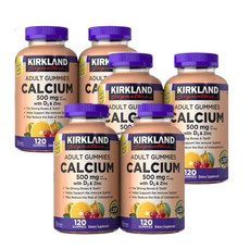 커클랜드 [6개 SET] 성인 구미 칼슘 위드 D3 120정 (구미) Kirkland Signature Adult Gummies Calcium 500 mg with (120 Gummies), 6개