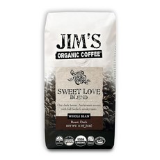 Jim's Organic Coffee 스위트 러브 블렌드 – 원두 다크 로스트 볼드 325ml(11온스) 백, 없음