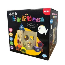小白魚 形狀配對遊戲盒 15種彩色形狀積木, 1個