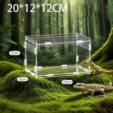 투명 아크릴 파충류 테라리움 나노 사이즈 번식 상자 거북이 사육장 통풍구가 있는 탈출 방지 수목, 01 F