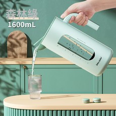 JEKO冷水壺家用涼水杯玻璃耐高溫檸檬涼茶儲水泡茶壺大容量套裝夏, 1個, 【森林綠】自開合冷水壺1.6L:量大從優 歡迎洽談