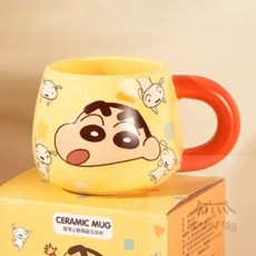 짱구 칼라 손잡이 세라믹 머그컵 460ml-오렌지