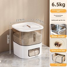 按壓式米桶儲米桶防蟲防潮米桶米箱裝米桶防潮米桶密封米桶雜糧桶家用米缸廚房收納米桶按壓式自動出米密封罐【B10】, 1個, 白透-可裝13斤大米