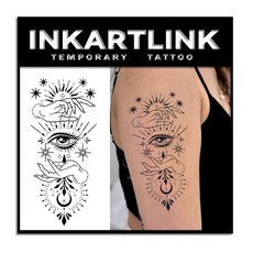 INKARTLINK Tattoo Tech 2장 미디엄 반영구 타투 성인 아트 디자인 임시 타투 1-2주 지속 방수 사실적인 외관 반사 없음 (미스틱 아이), 미스틱 아이