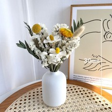 ins小清新幹花花束家居裝飾擺件真花天然風幹輕奢diy花材桌麵擺設, 永生皁花碎冰藍+矮白瓶,乾花包