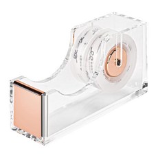 MATEPLUS 릴 테이프 디스펜서 투명 오 책상 미끄럼 방지 고무 홀더 버튼 가정 학교 사무실용 스타 시한 책상을 위한 모던 액세서리, Rose Gold 1 Pa