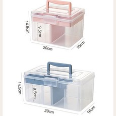 熱銷中 茶具收納盒 茶具收納盒手提便攜 多功能 箱子旅行戶外 防塵 家用 桌面裝茶杯收納盒, 提手分格透明24小號粉色+大號, 1個